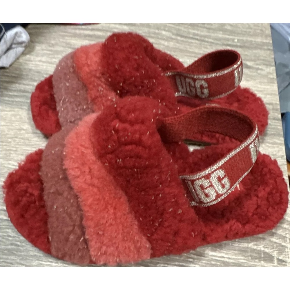 UGG Fluff Yeah‎ Metallic Sparkle Multi Youth/Kids SLIPPERS Sz 11